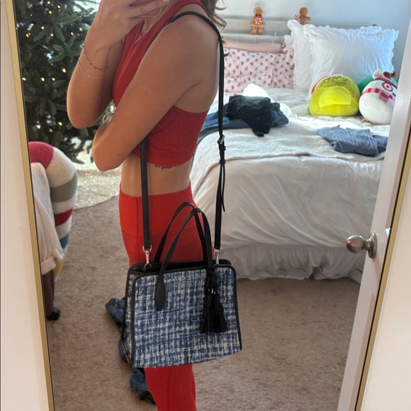 blue tweed kate spade crossbody bag - Picture 6 of 7